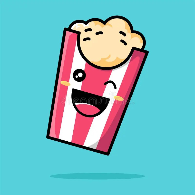 Cute Popcorn Cartoon Illustration Stock Vector Illustration of salty