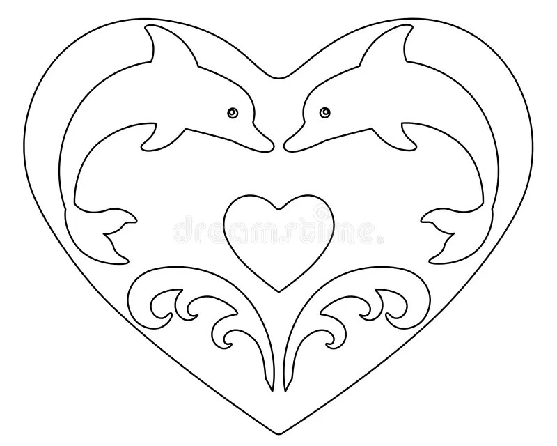 Dolphin Heart Coloring Pages