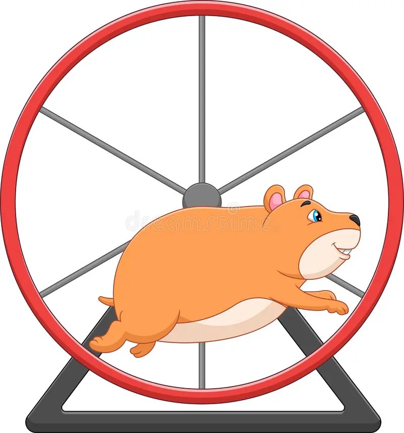Cartoon Cute Hamster Running in Rolling Wheel Stock Vector