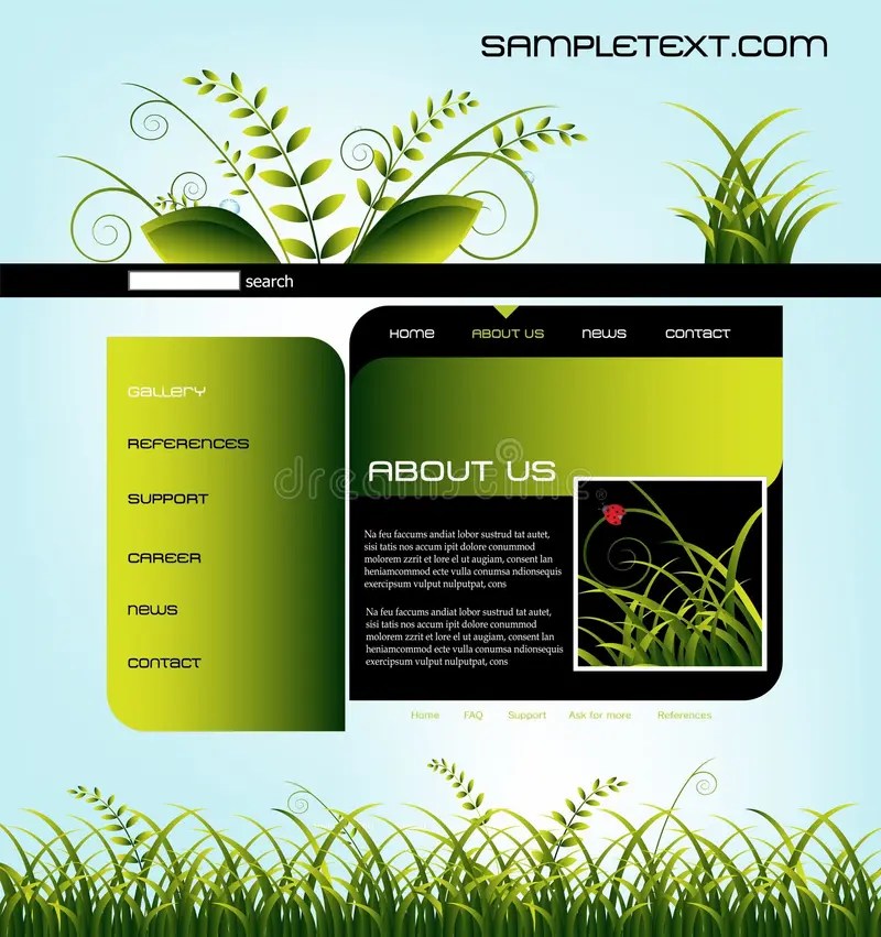 site template stock vector. Illustration of leaf, website 15620587