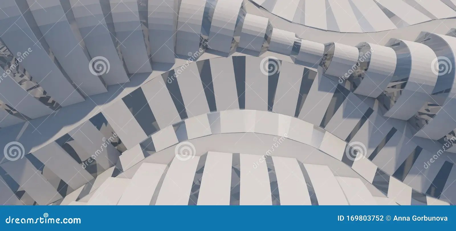 Architecture Background Curved Arched Structures Building Top View 3d Illustration Stock