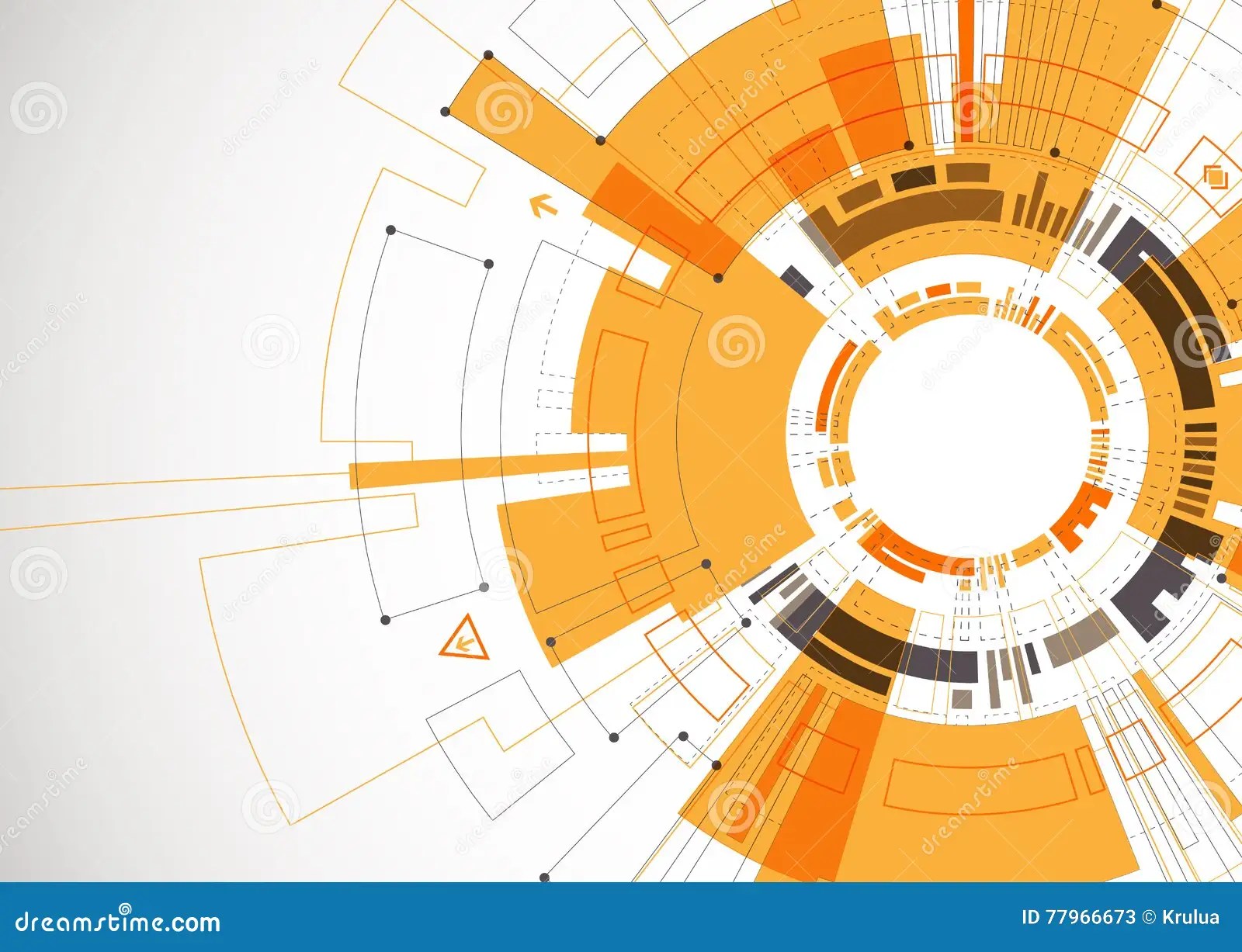 Abstract Orange Colored Technological Background with Various Te Stock
