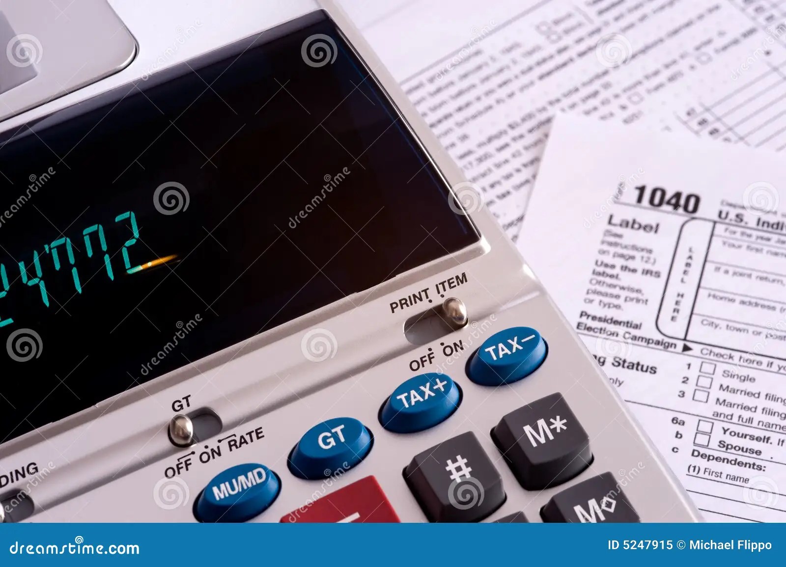 Adding Machine with Tax Forms Stock Image Image of taxes, pencil 5247915