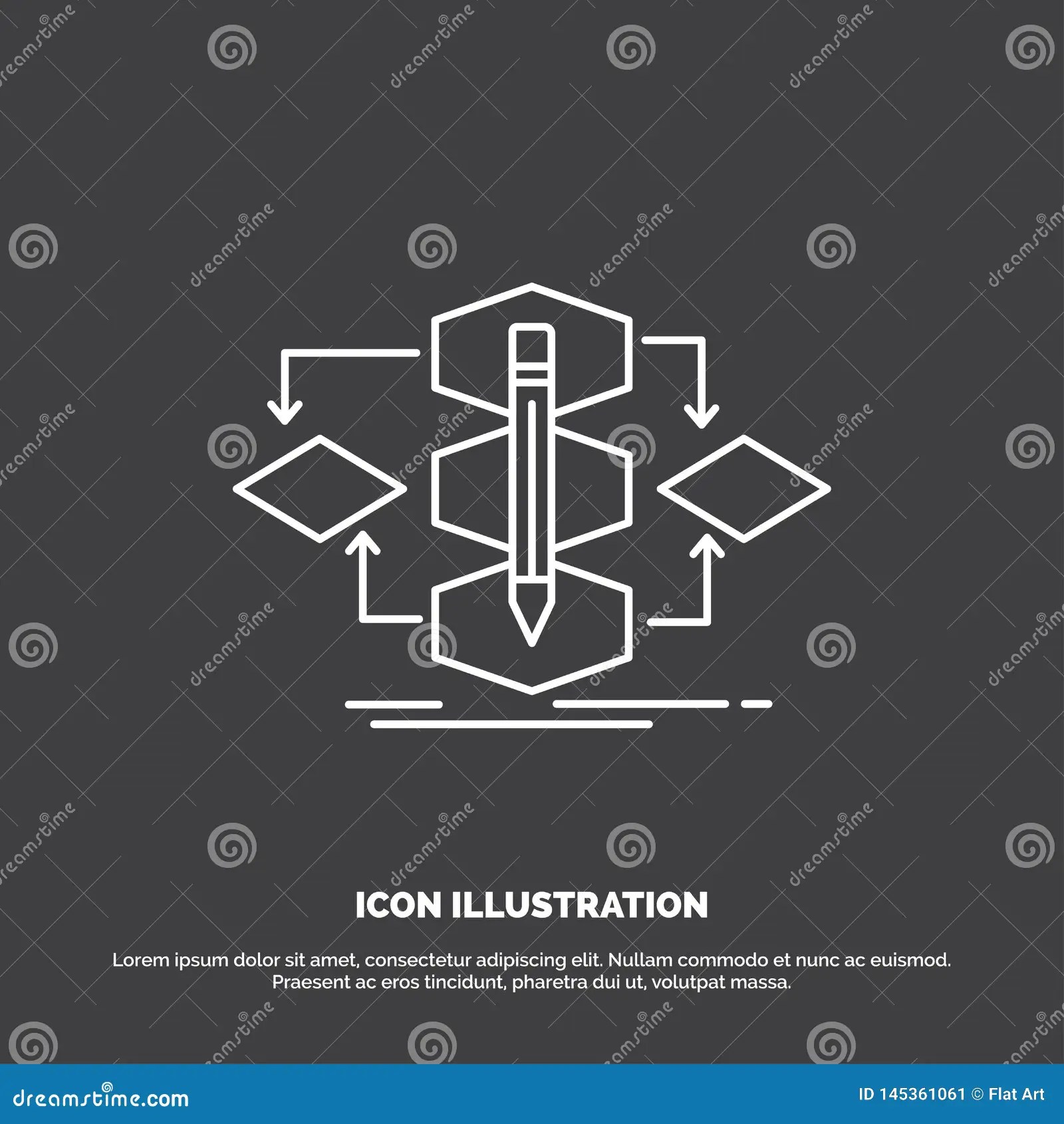 Algorithm, Design, Method, Model, Process Icon. Line Vector Symbol For