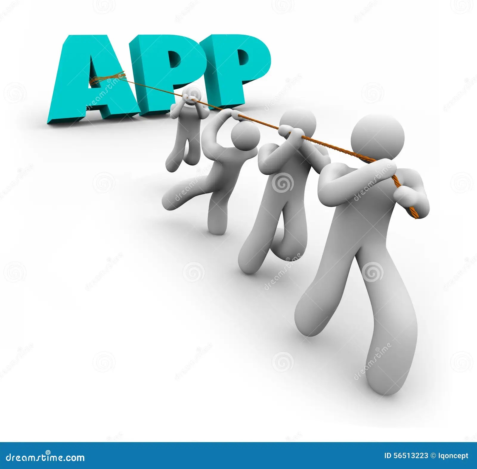 App Word Working Together Application Programmer Developer Team Stock
