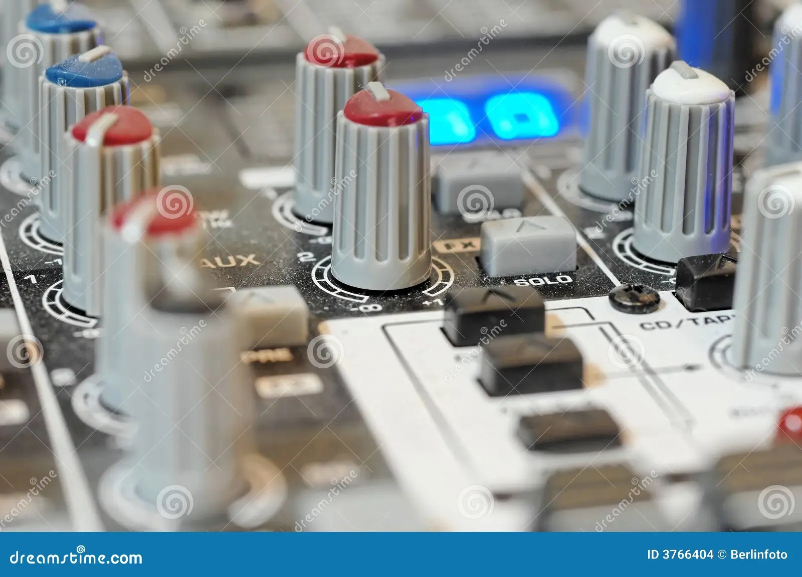 Audio mixer board knobs stock photo. Image of composition 3766404
