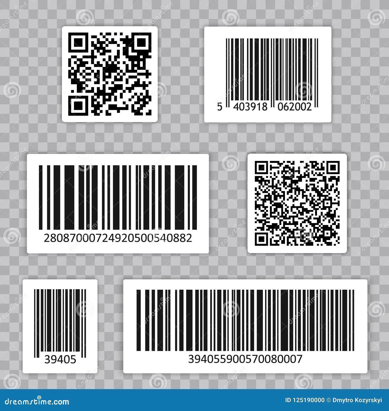Bar Code Set Vector. Qr Cide. Universal Product Scan Code. Editorial