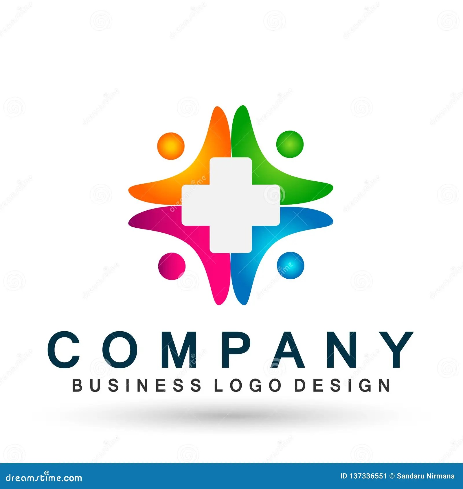 People Family Medical Health Care Clinic Logo Plus Union