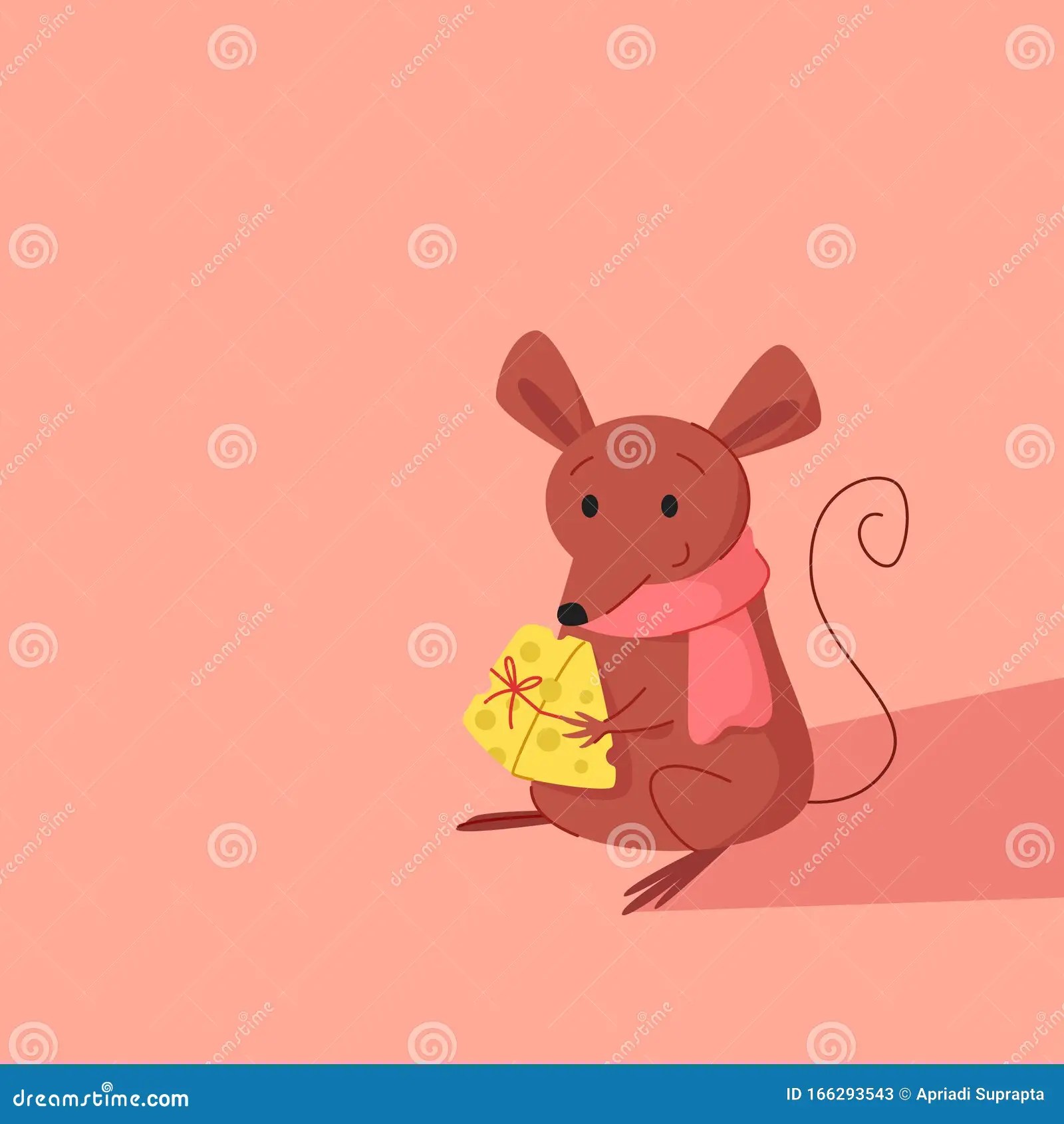 CUTE MOUSE HOLDING a CHEESE PRESENT. Stock Illustration Illustration