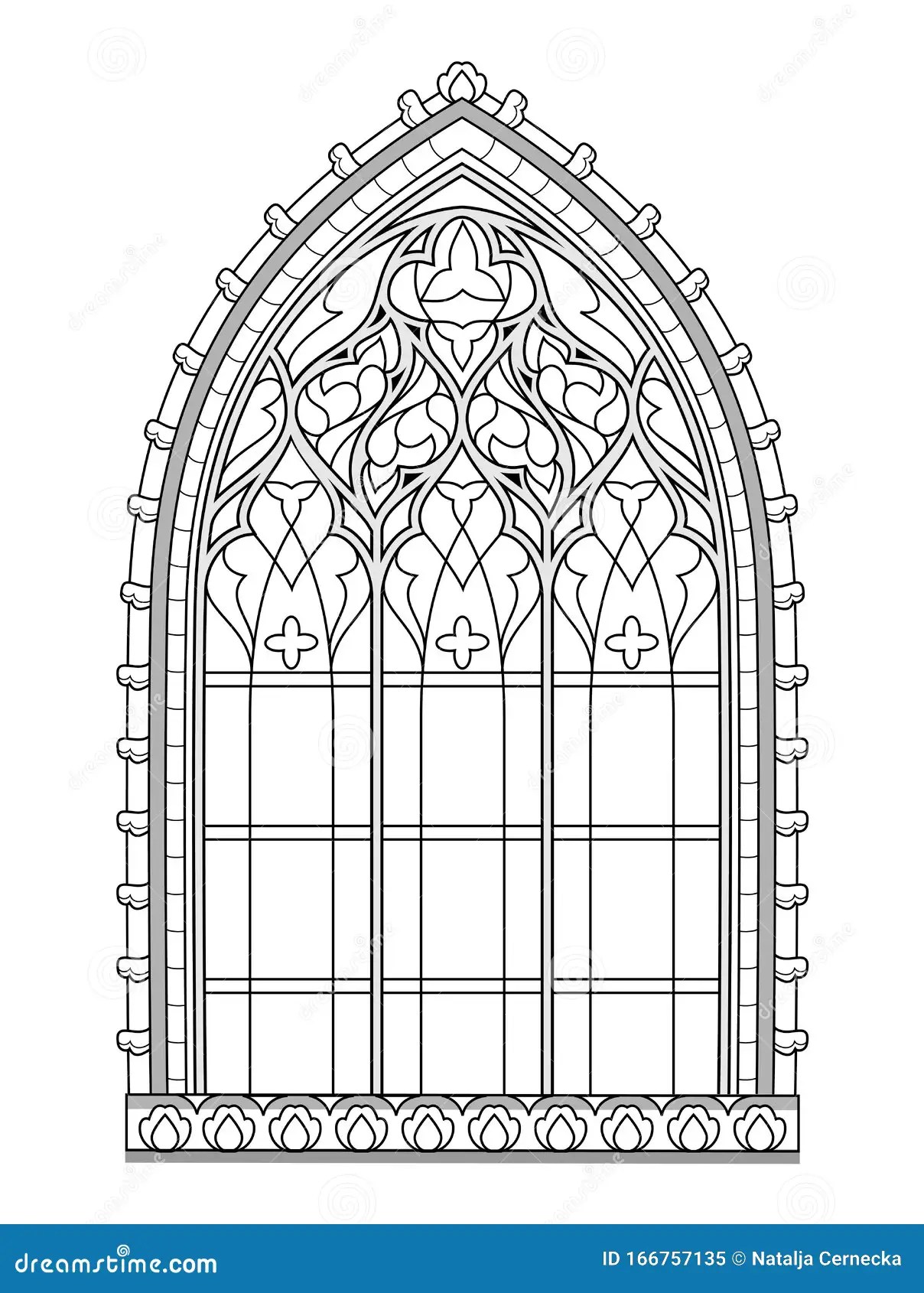 Beautiful Medieval Stained Glass Window in French Churches. Black and