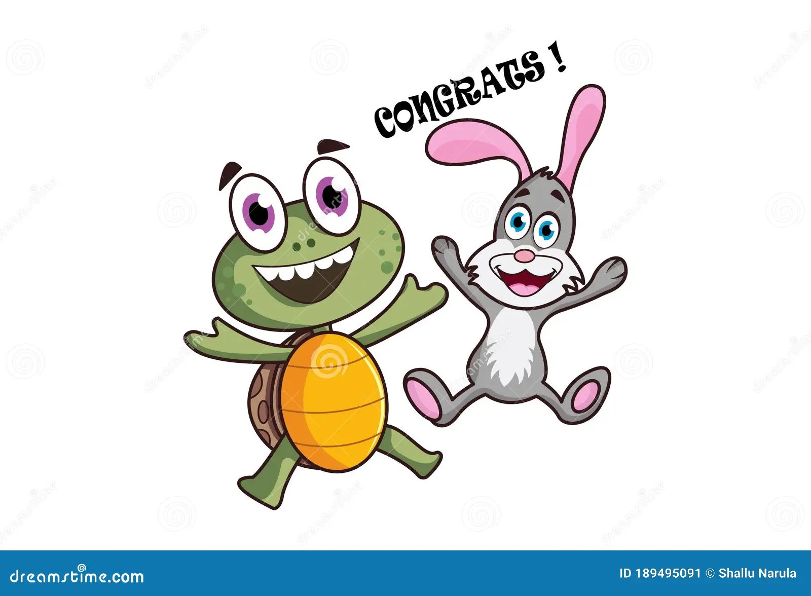 Vector Cartoon Illustration Of Turtle And Rabbit Stock