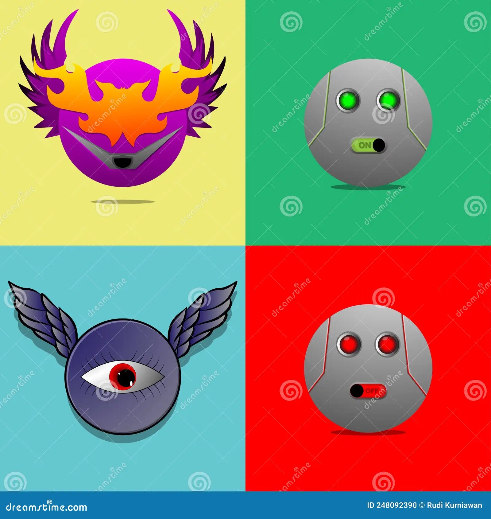 Ball Monster Character Vector Illustration with Unque Shape Stock