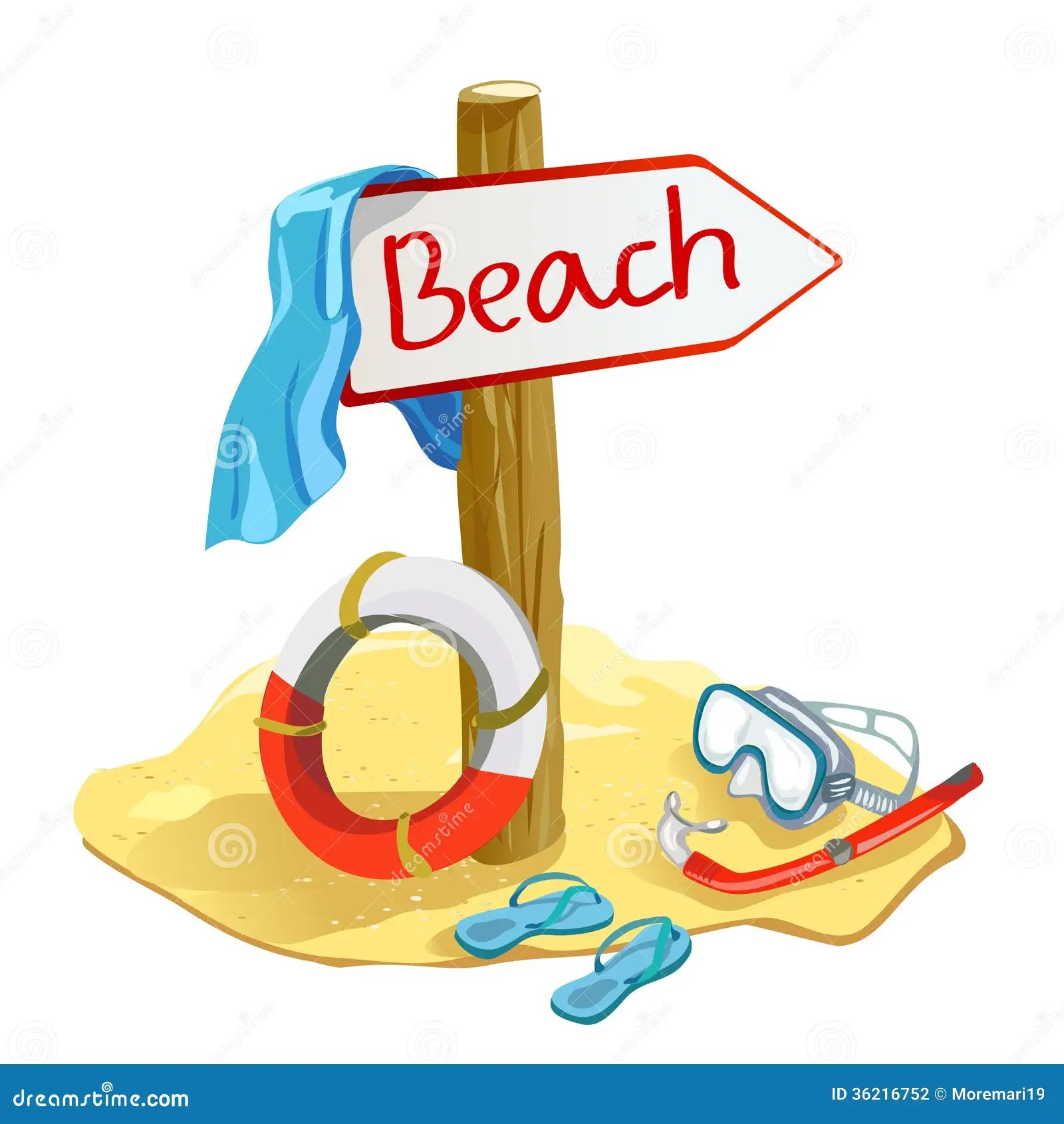 Beach Items With The Pointer Stock Vector Illustration 36216752