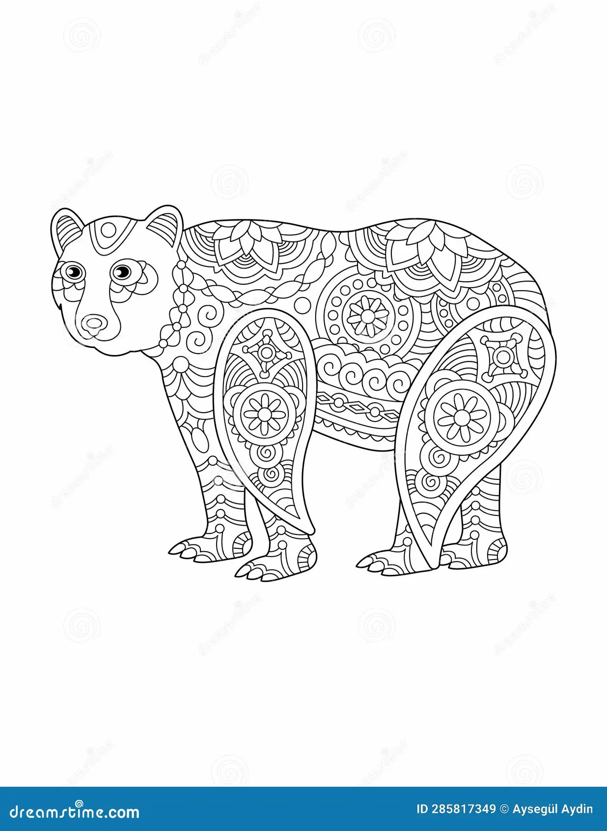 Zentangle Animal Coloring Page, Zentangle Bear Coloring Page Stock