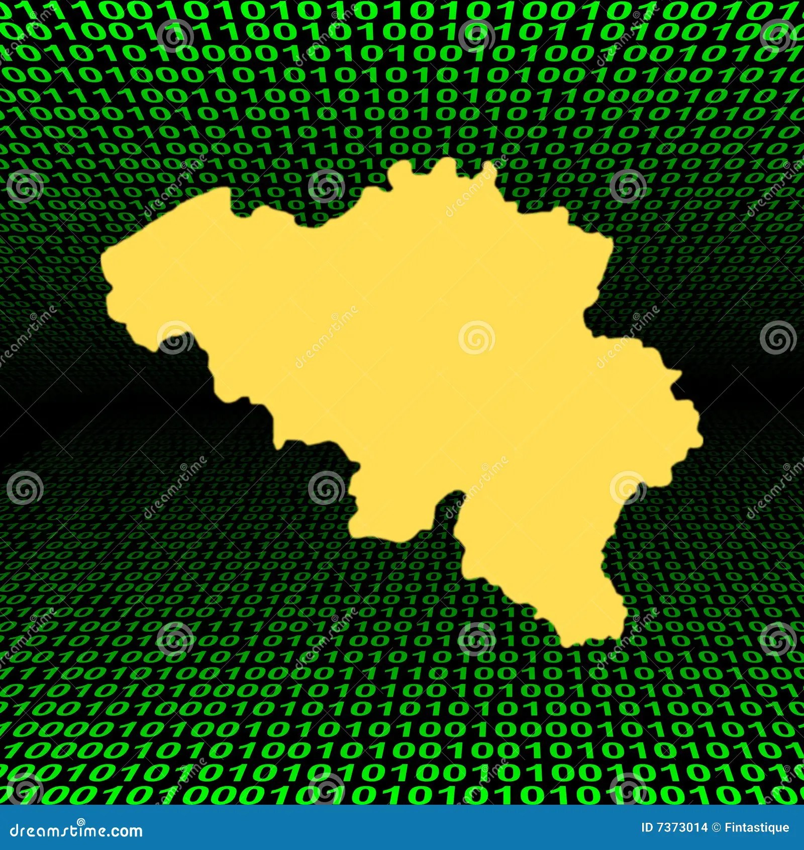 Belgium Map Over Binary Code Stock Illustration Illustration of