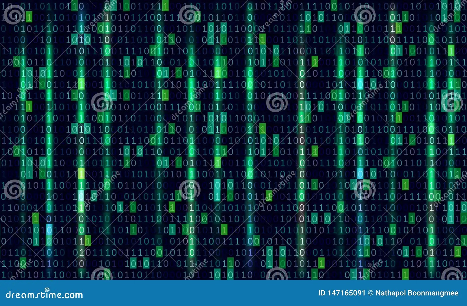 Binary Code Computer Matrix Background Art Design. Digits on Screen