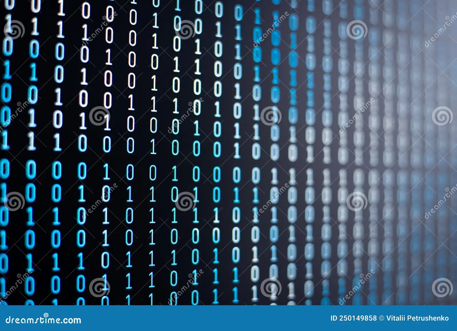 Binary Code of Different Colours on Computer Screen Stock Photo Image of security, connection