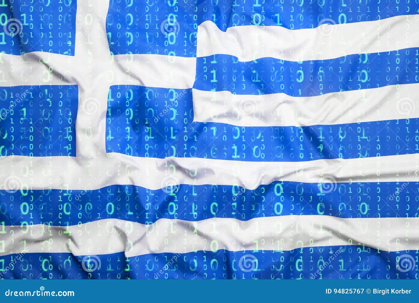 Binary Code with Greece Flag, Data Protection Concept Stock Image