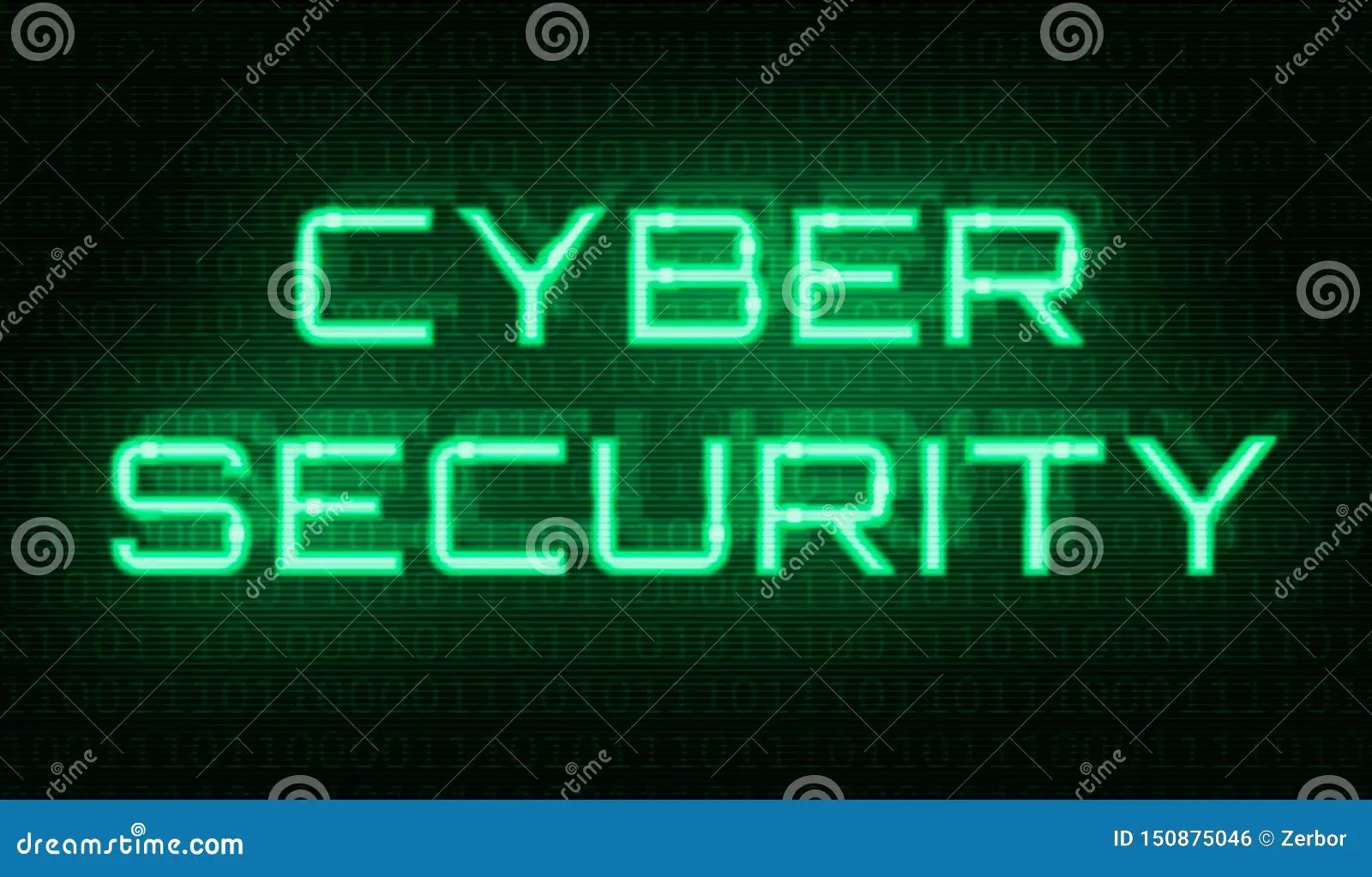 Binary Code with the Words Cyber Security in the Center Stock Photo