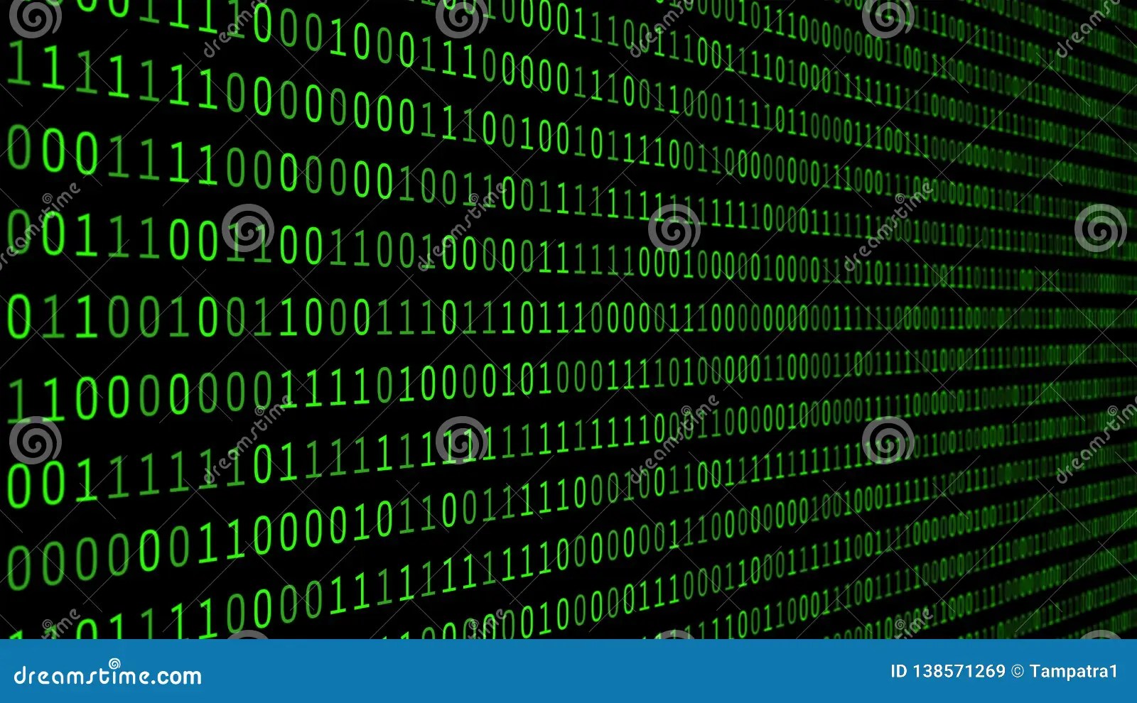 01 or Binary Numbers on the Computer Screen on Monitor Matrix