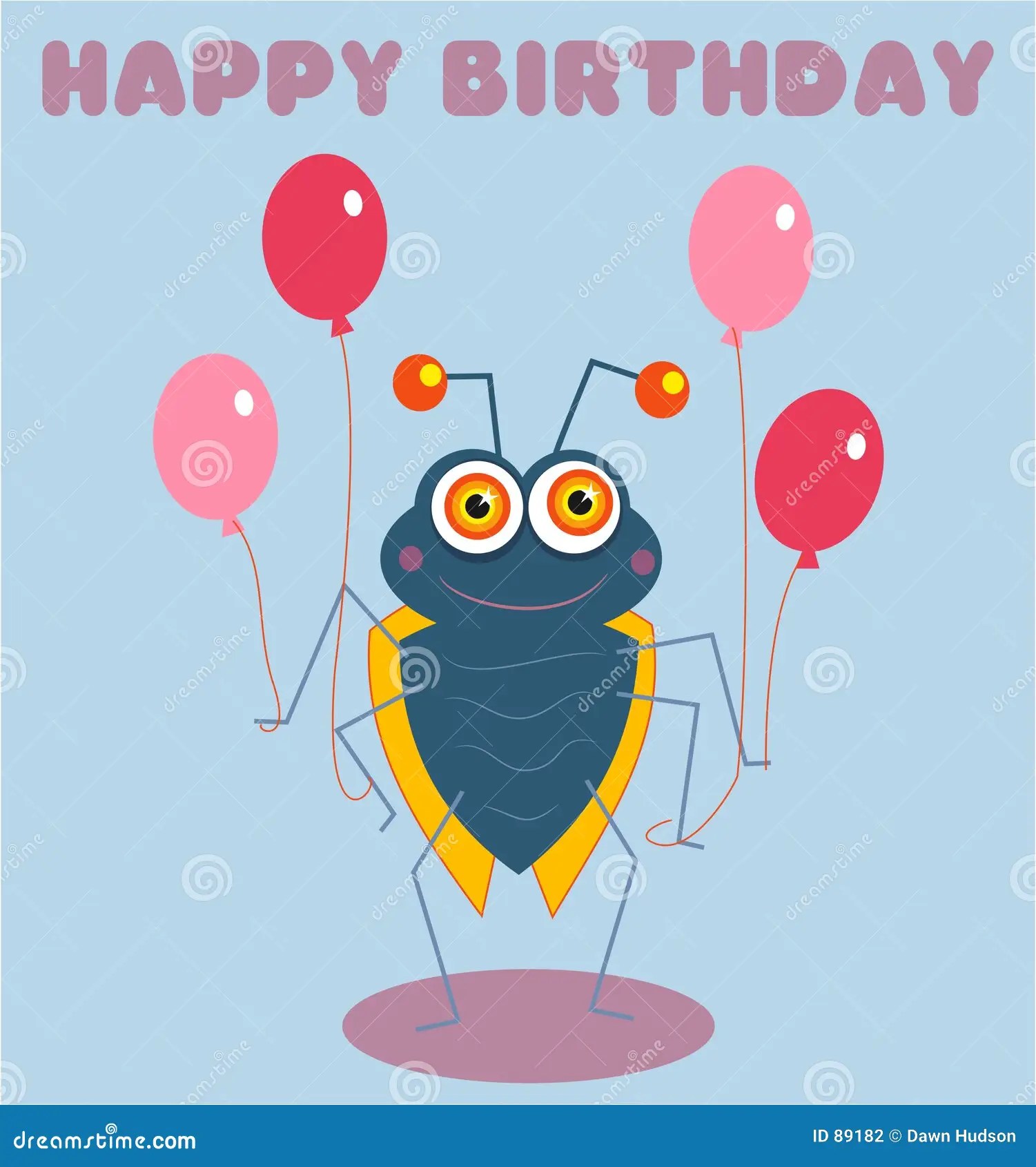 Birthday Bug stock vector. Illustration of cute, message 89182