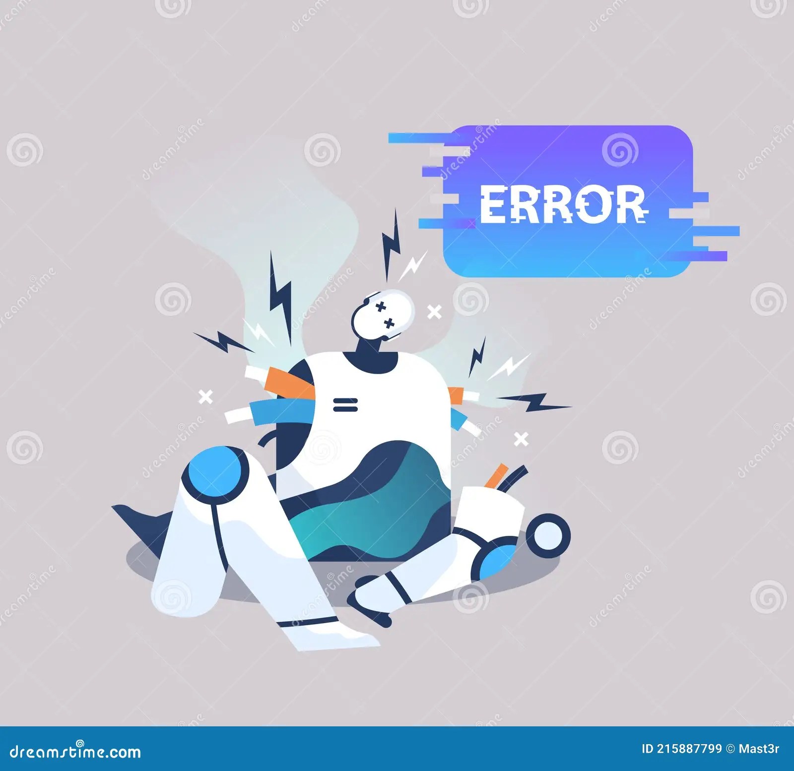 Broken Robot Showing Error Artificial Intelligence