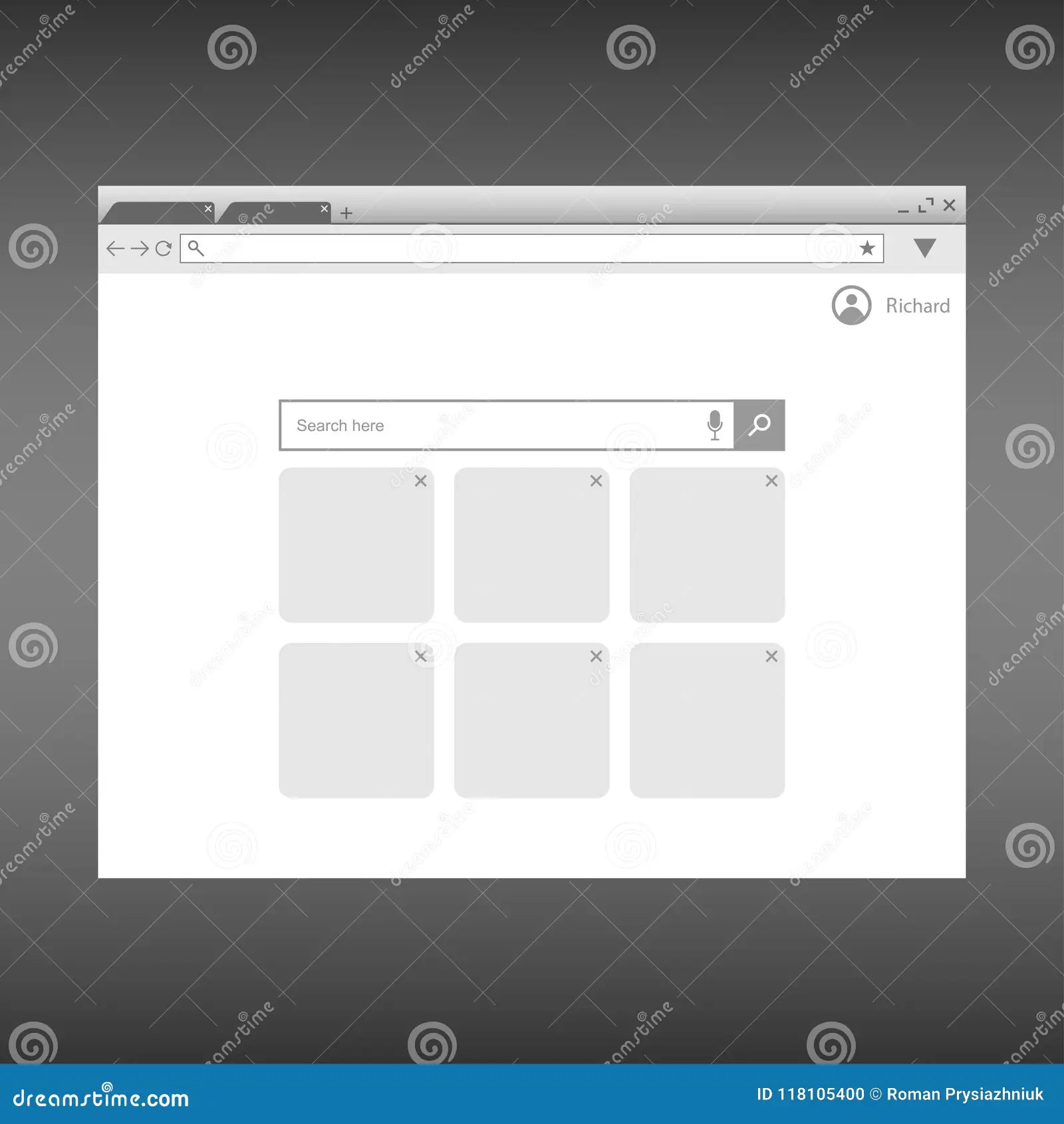 Browser Window Template.  Browser Page Interface. Design For UI
