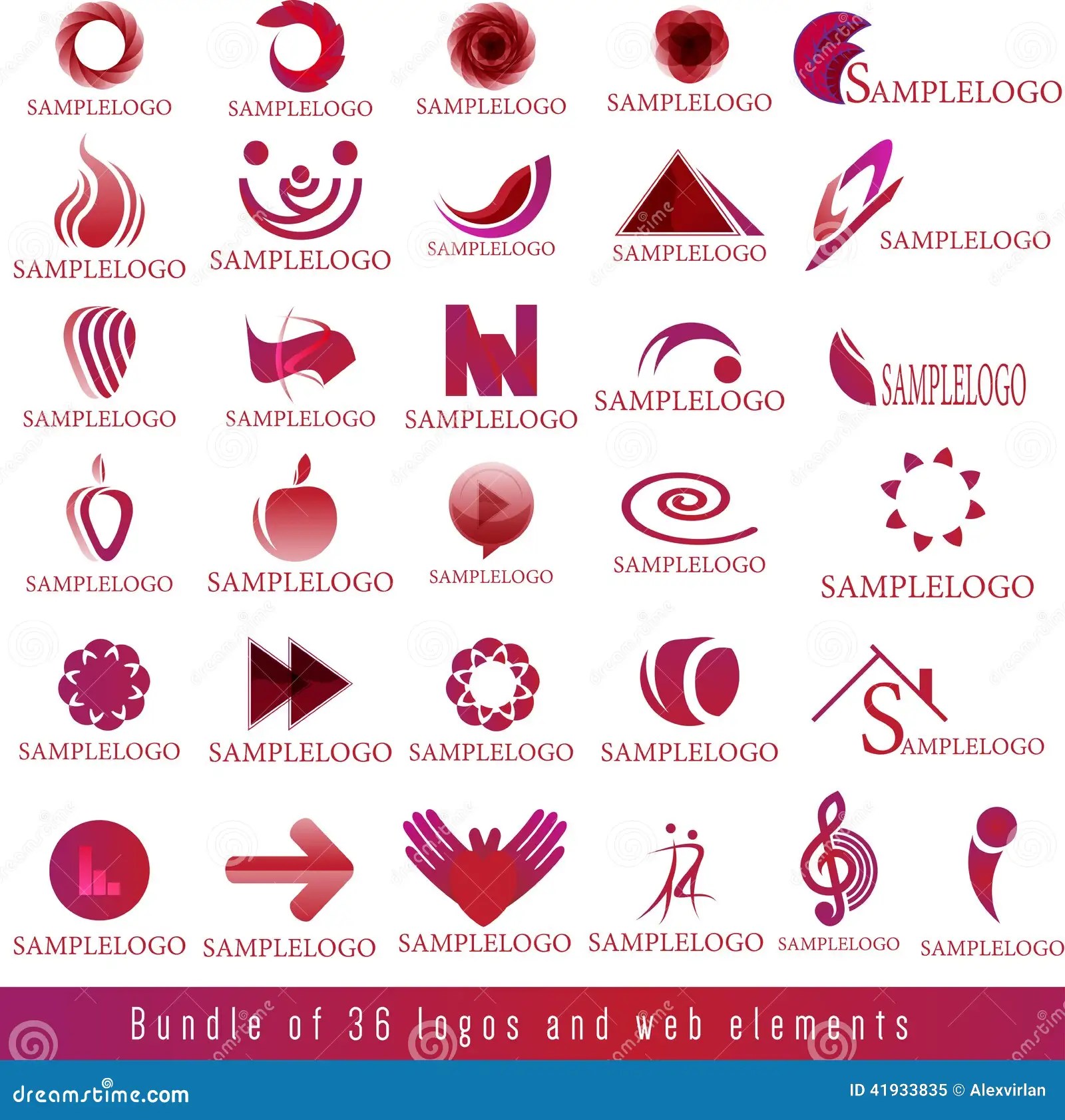 Bundle of 36 Red Logos and  Elements Stock Vector Illustration of