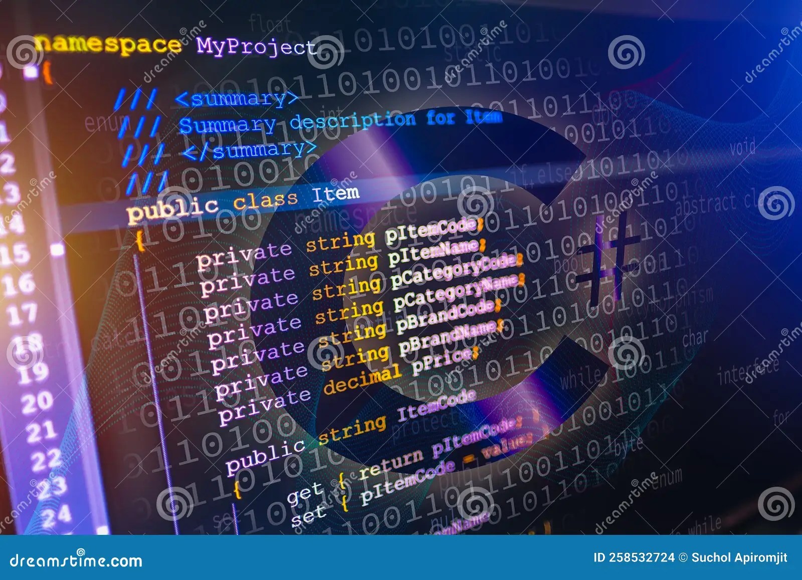 C Sharp Programming Language Source Code Example on Monitor Stock