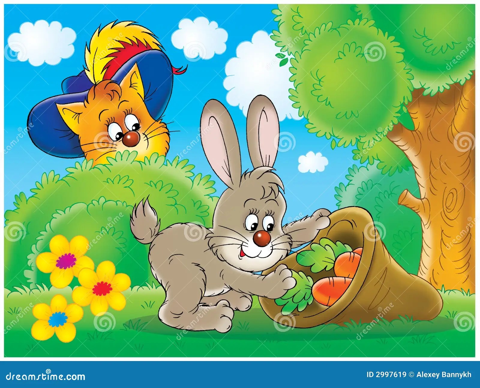 Cat and rabbit stock illustration. Illustration of