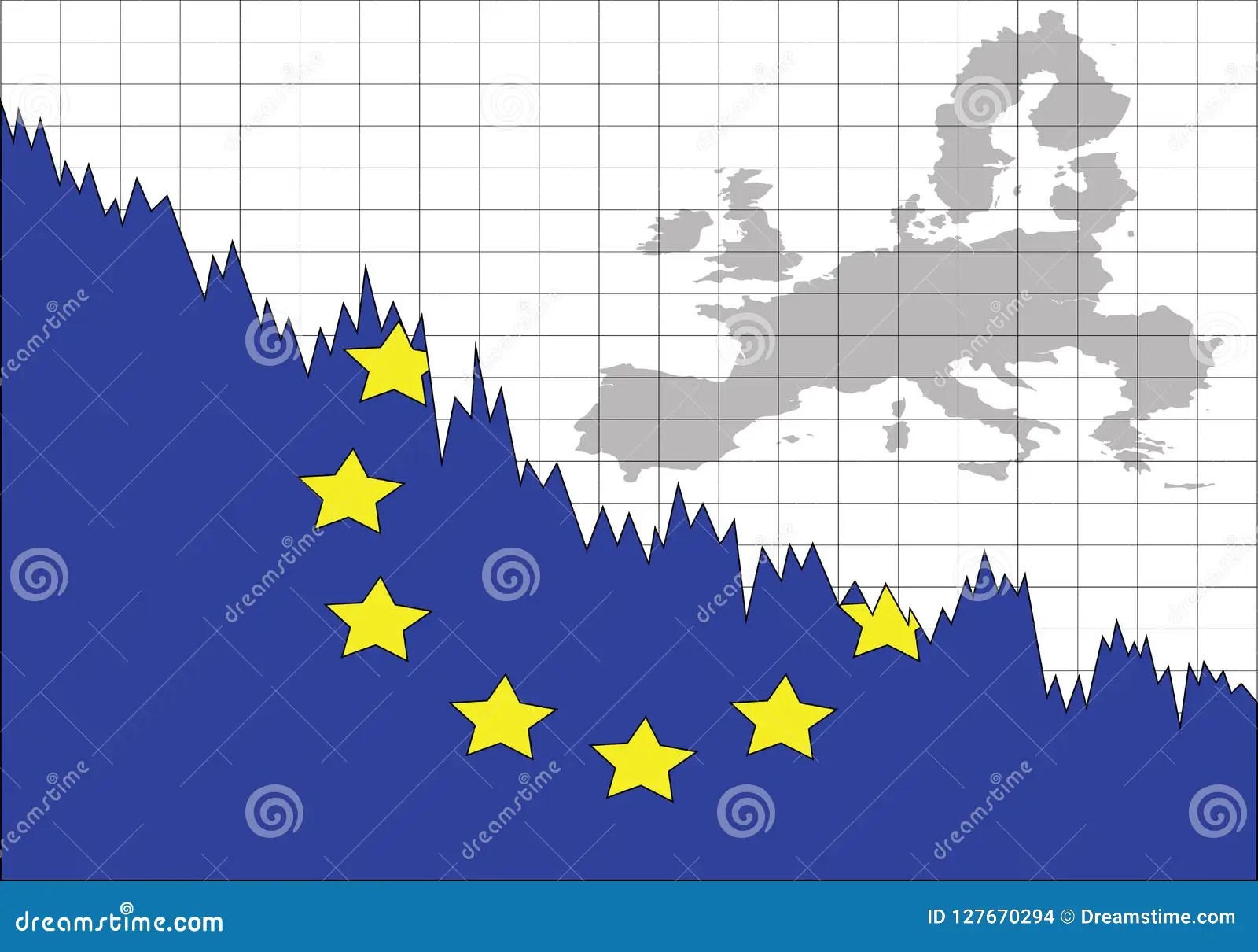 The European Union Economy is Going Down Stock Vector Illustration of