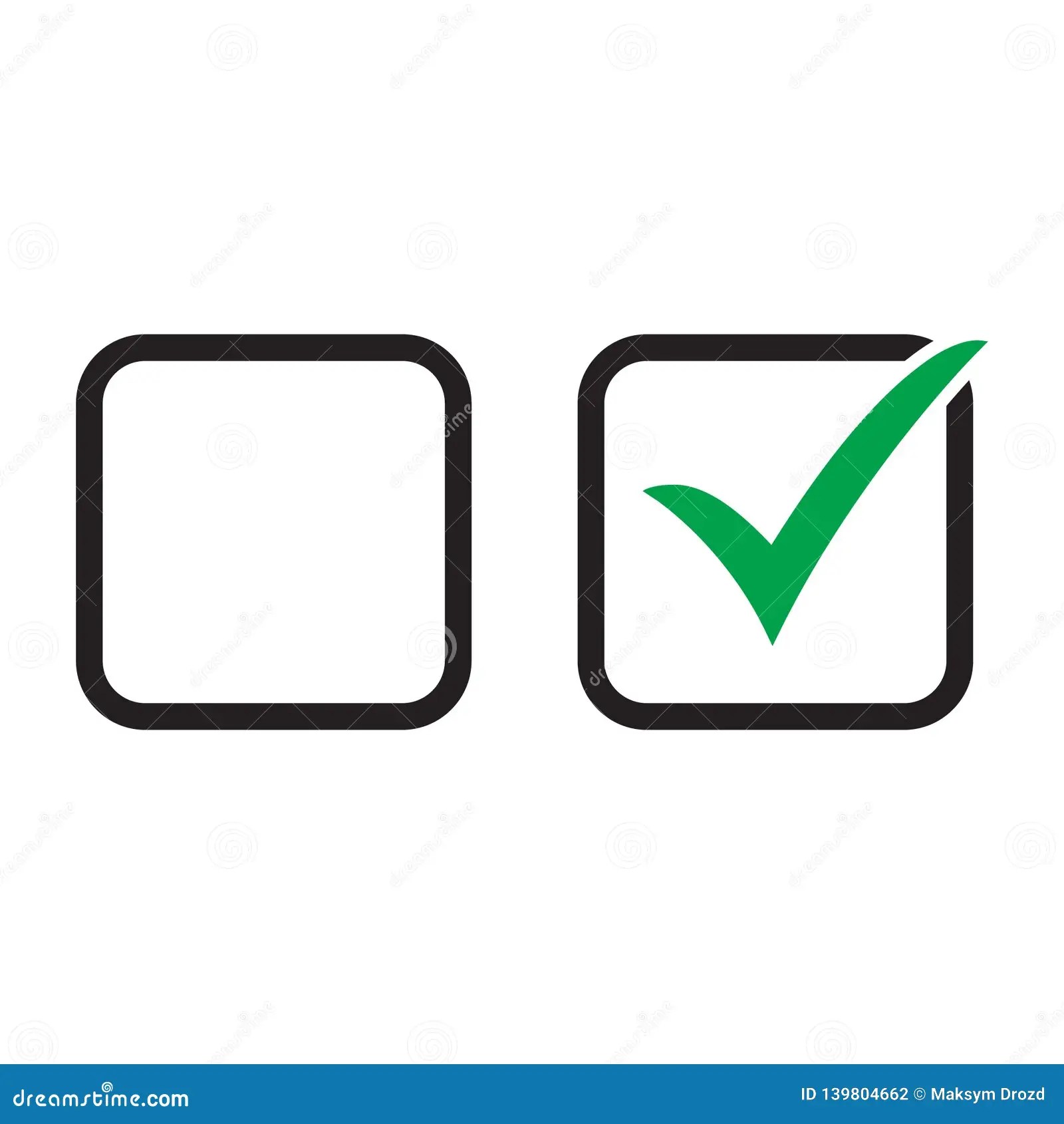 Checkbox Set with Blank and Checked Checkbox Vector Icon. Stock Vector