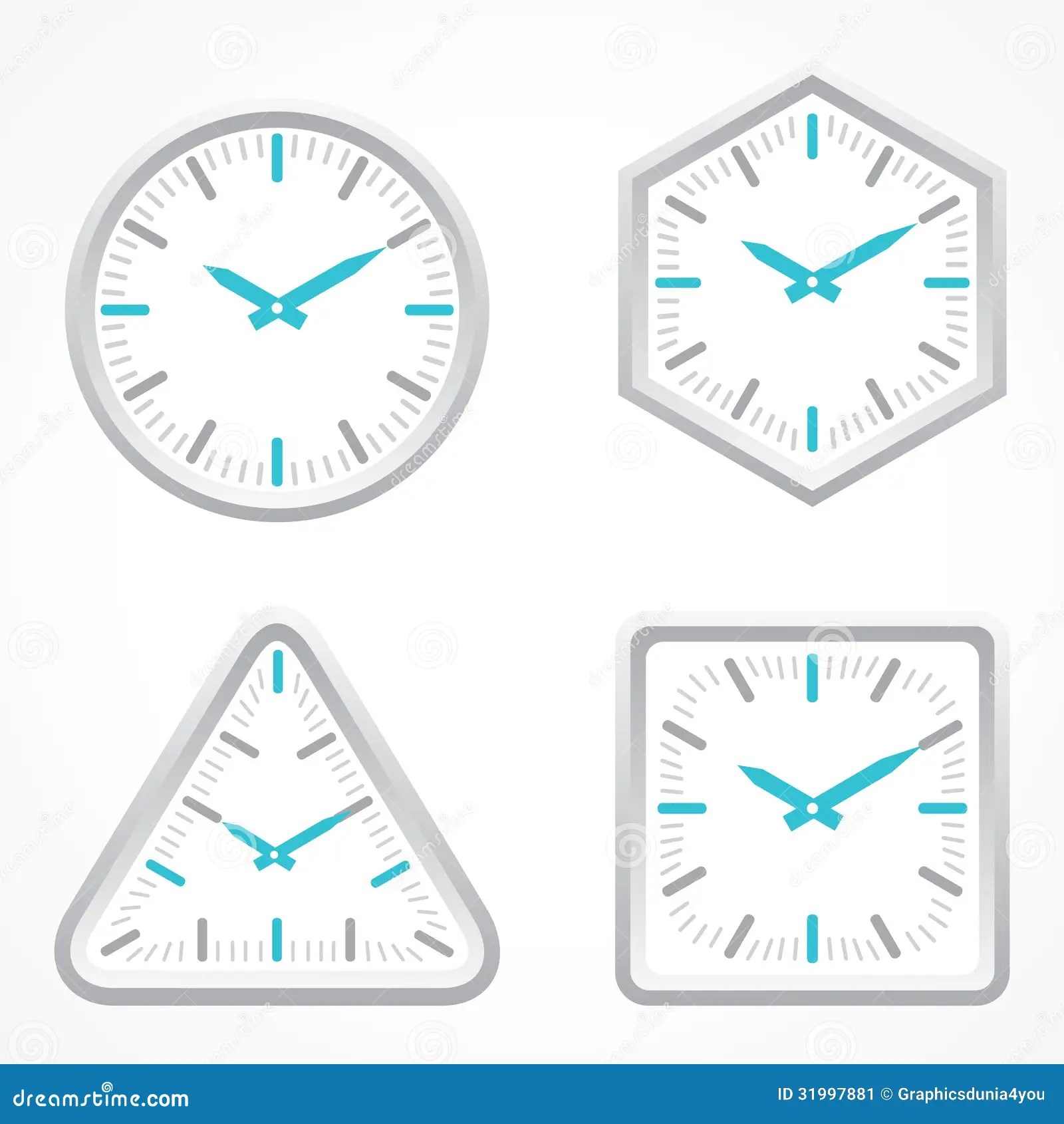 Clock with different shape stock vector. Illustration of dial 31997881