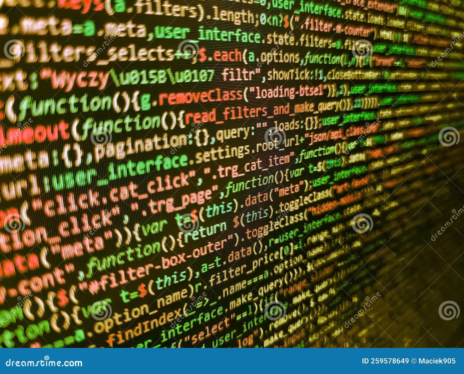 Close Up of Computer  Page Code Inside of Html File. Developer