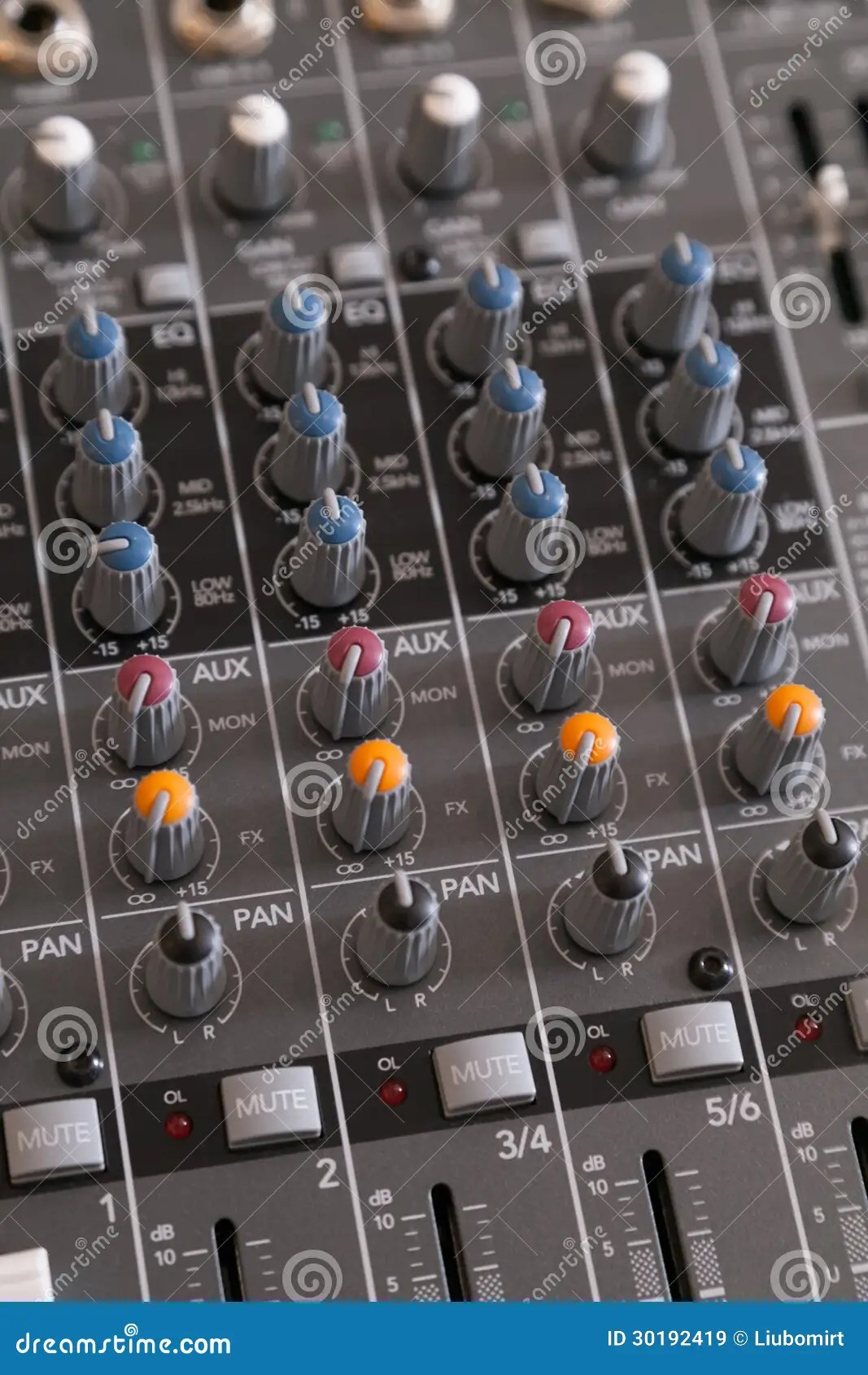 Audio mixer knobs stock image. Image of controller, broadcast 30192419