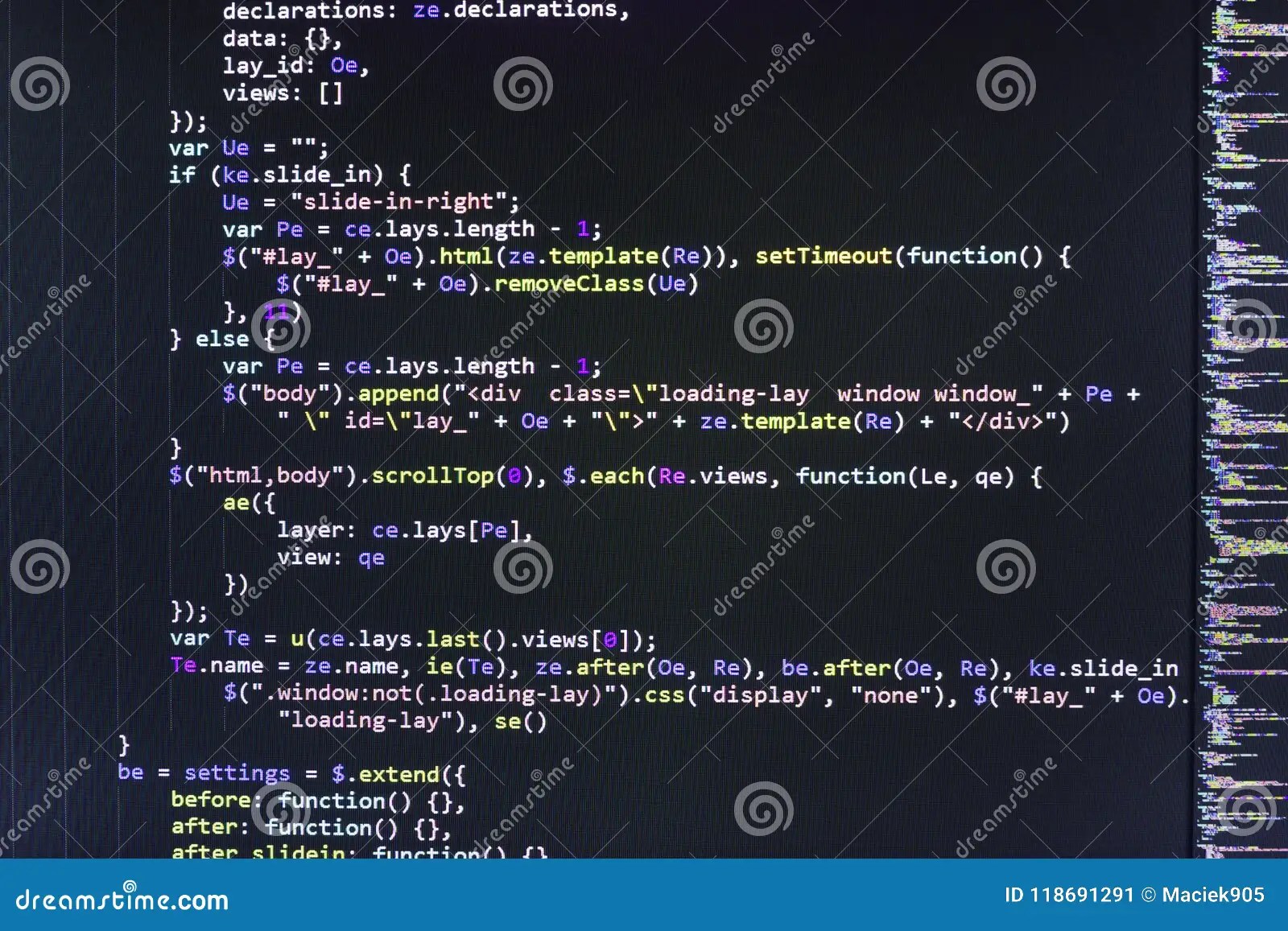 Closeup of Java Script, CSS and HTML Code. Stock Image Image of code