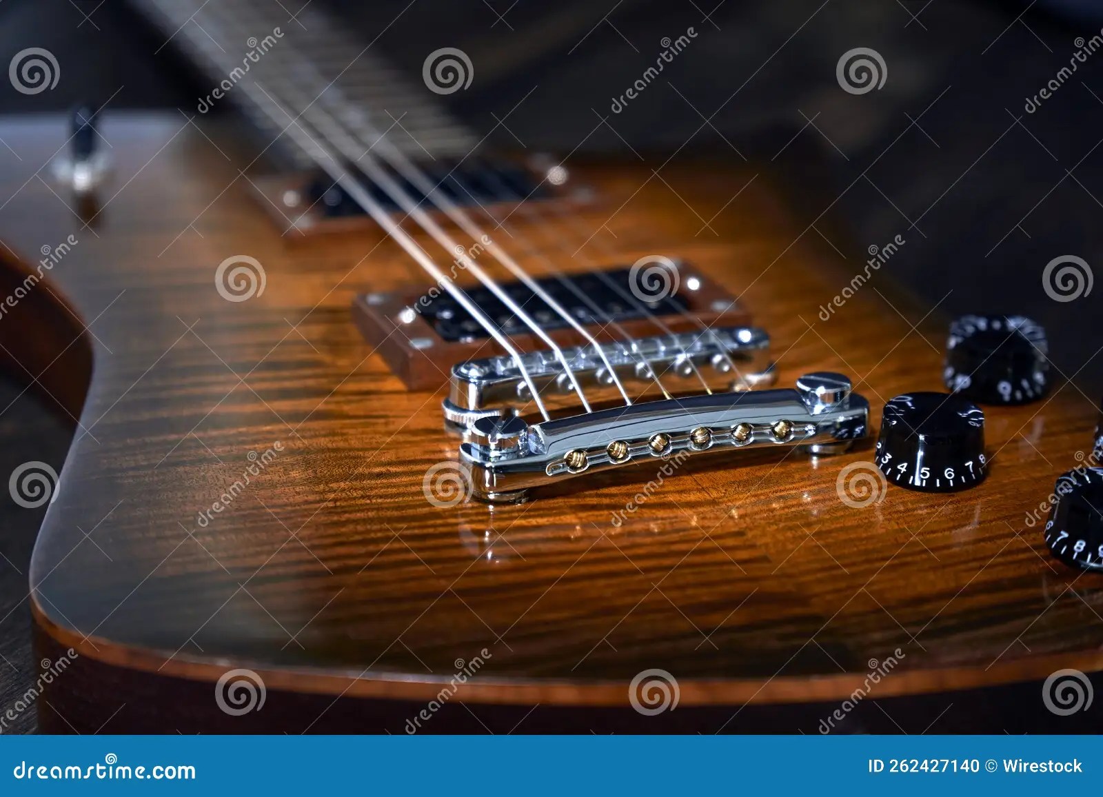 Closeup of the Potentiometer Knobs on the Guitar. Stock Photo Image