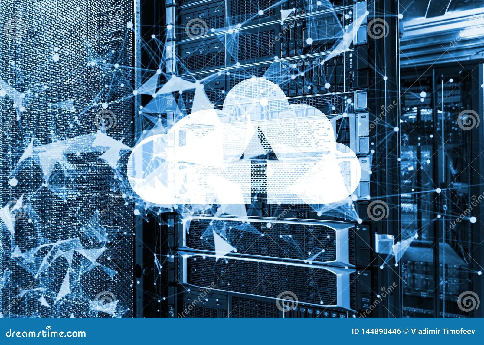 Cloud Computing Database Design With Neon Plexus Ton And Cloud Icon 3d