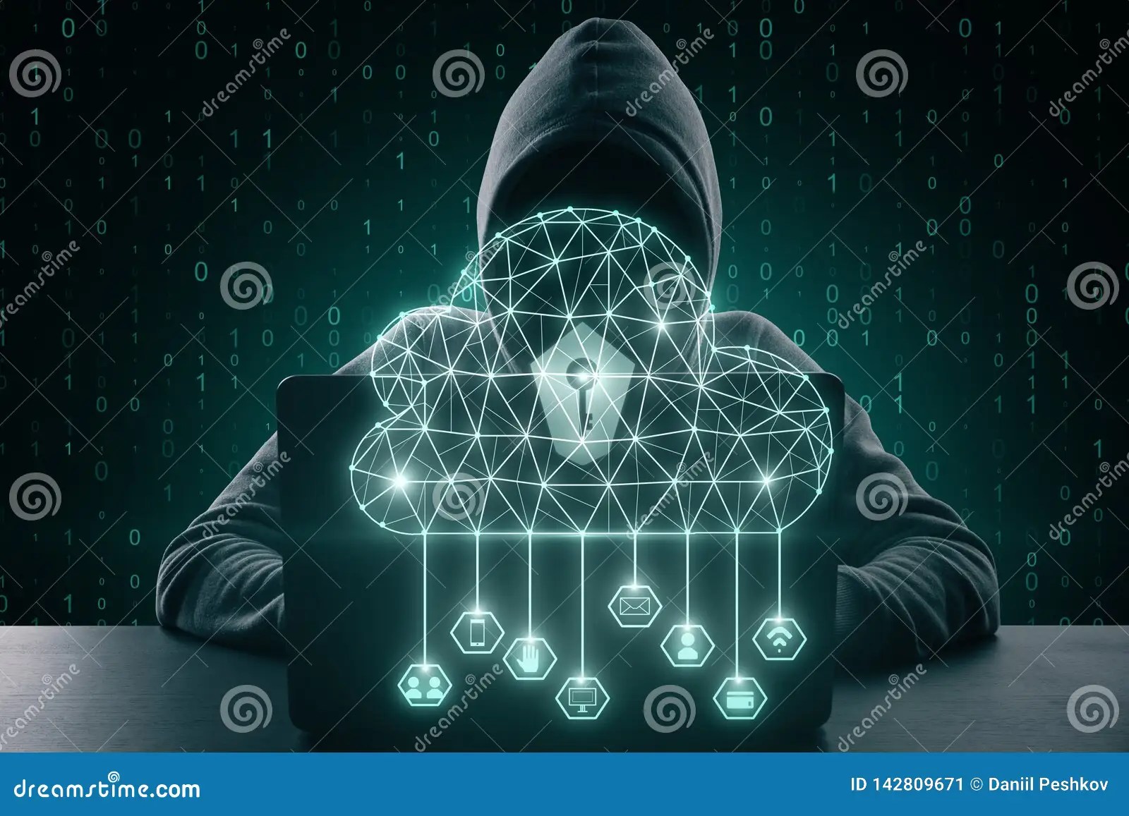 Cloud Computing and Hacking Concept Stock Image Image of double