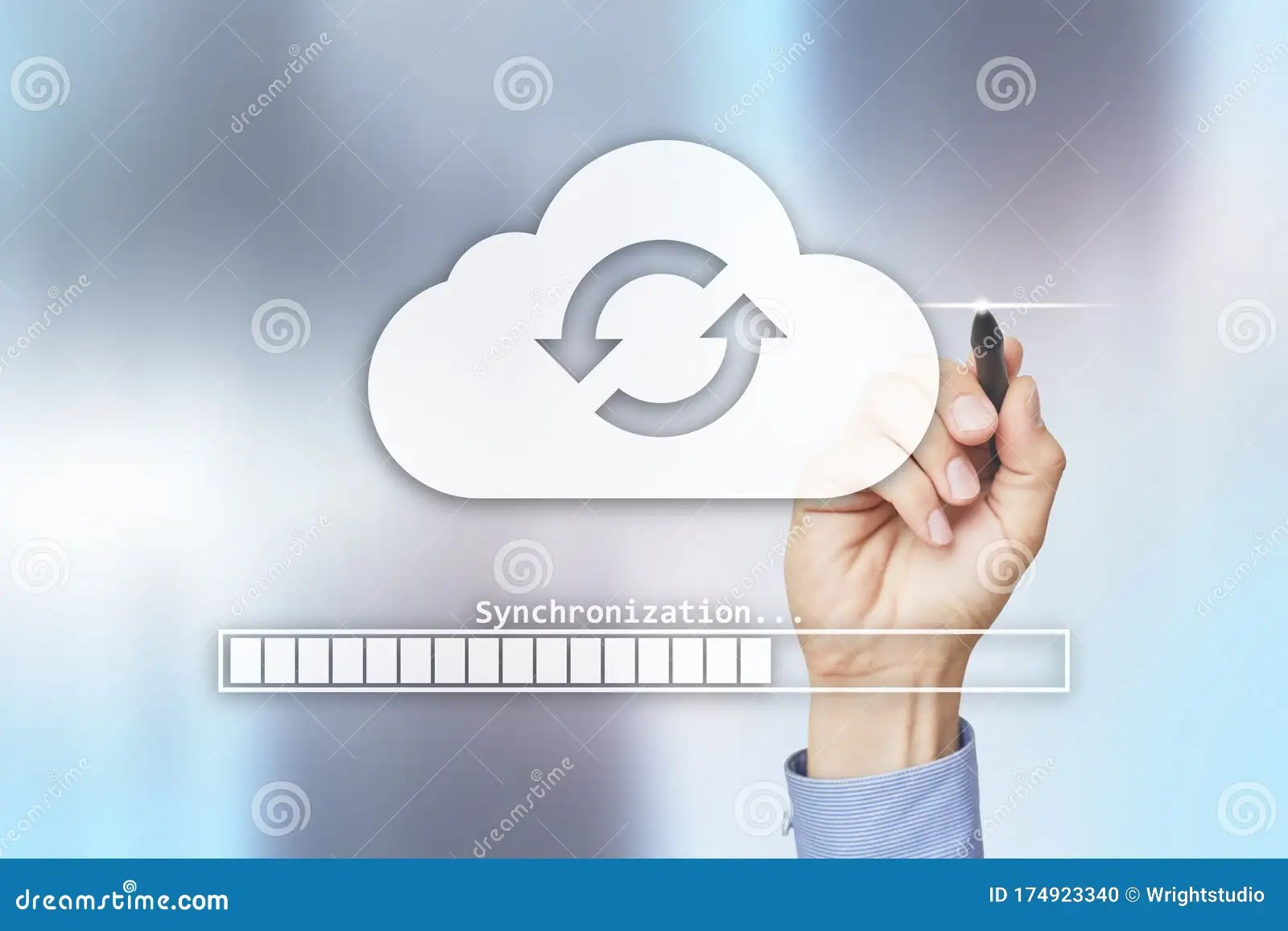 Cloud Synchronization, Data Storage, and Computing Concept on