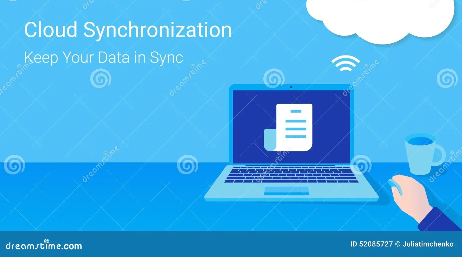 Cloud synchronization stock vector. Illustration of electronic 52085727