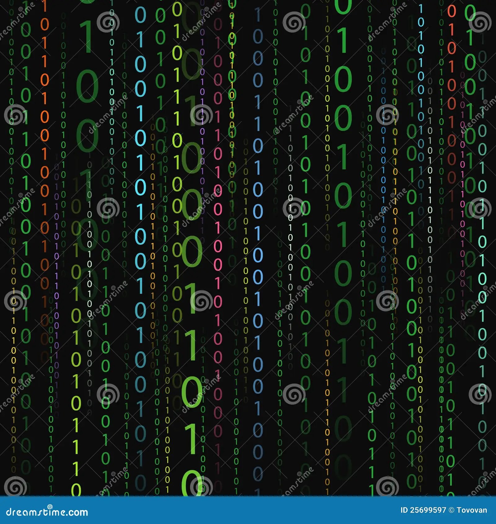 Color Stream On Binary Code Stock Vector Illustration of binary, matrix 25699597