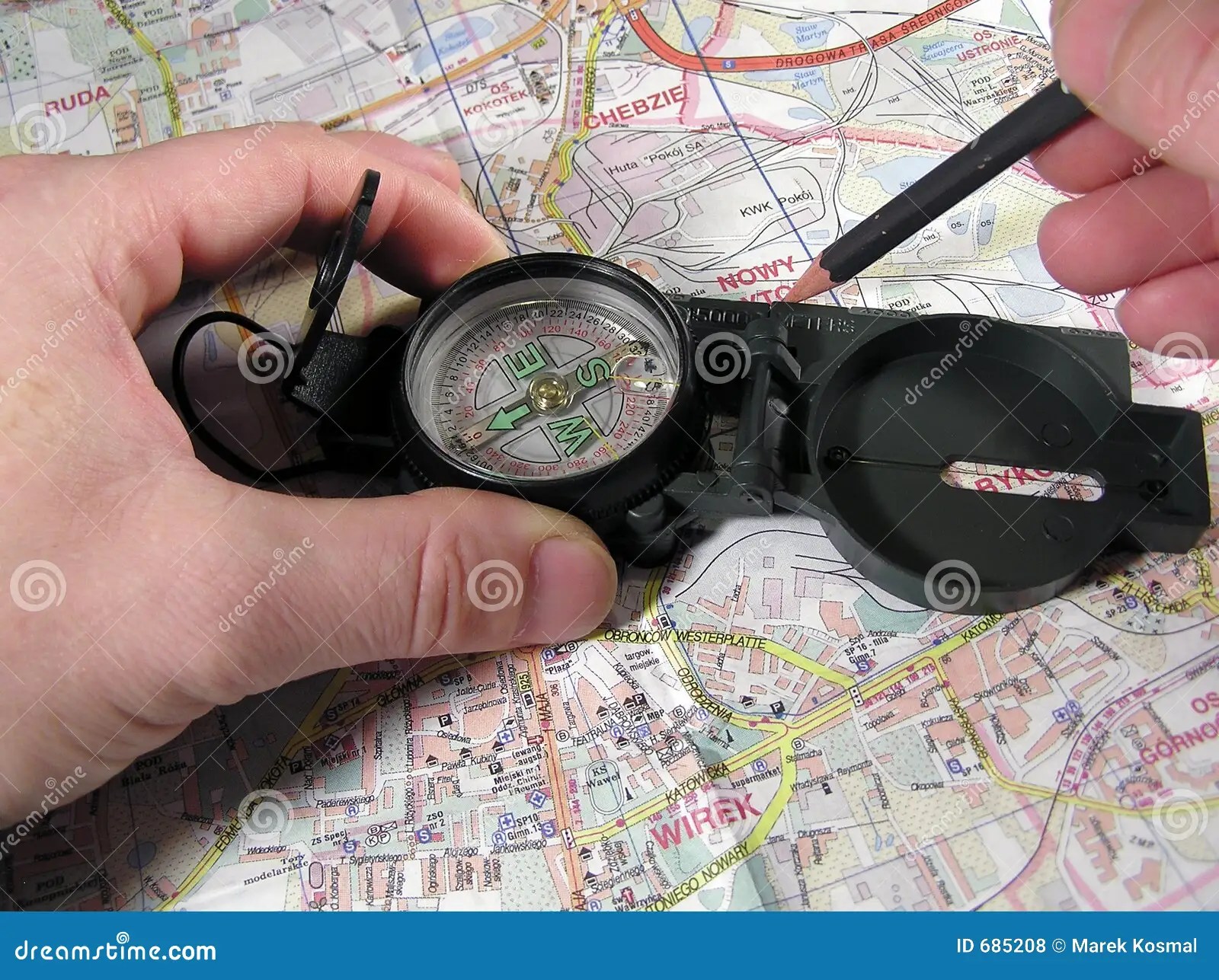 Compas and map stock photo. Image of side, measurement 685208