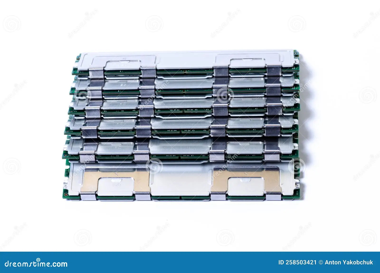 Computer Memory Card Close Up Memory Socket on Board Computer Server