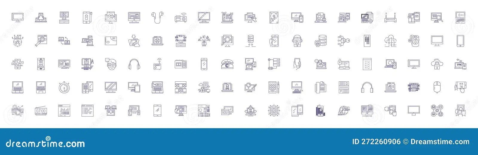 Computer Science Line Icons Signs Set. Design Collection of Technology, Algorithms, Programming