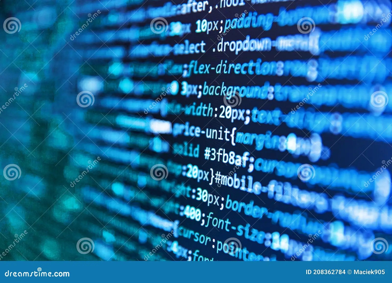 Computer Script Coding Source Code on Desktop Monitor. Software