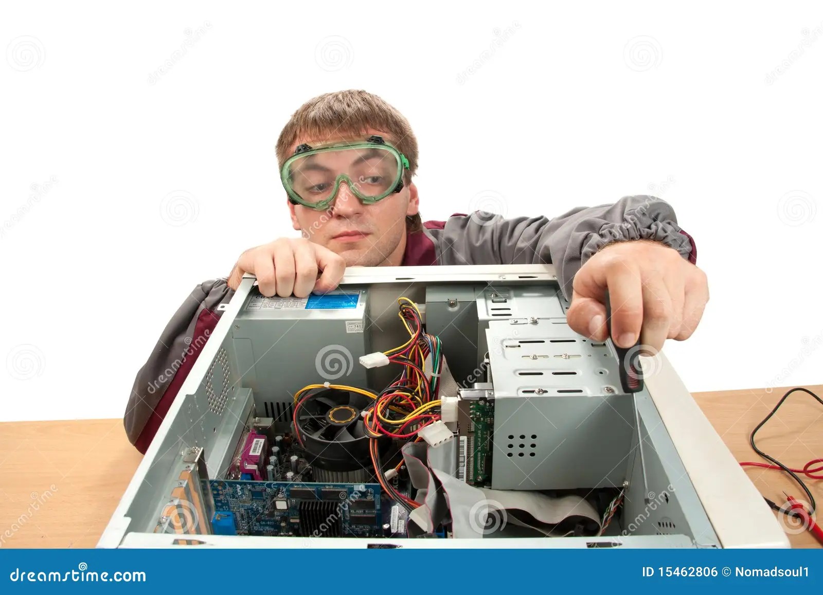 Computer support engineer stock photo. Image of electrician 15462806
