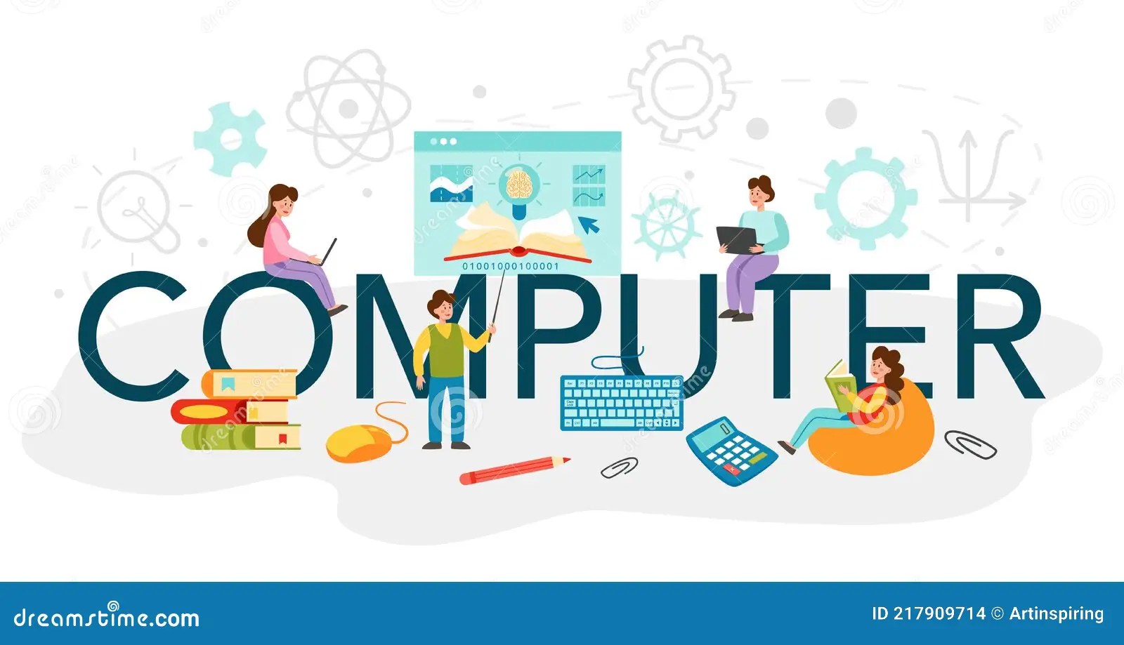 Computer Typographic Header. it Education, Student Write Software Stock