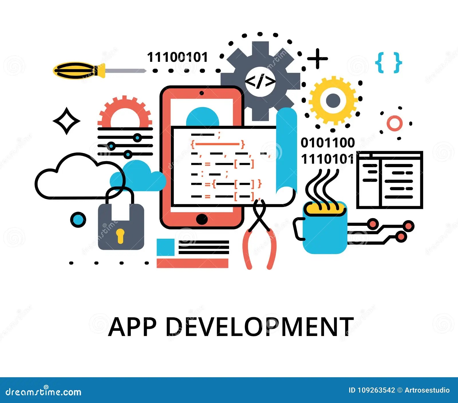 Concept Of Programming, Development Software Stock Vector