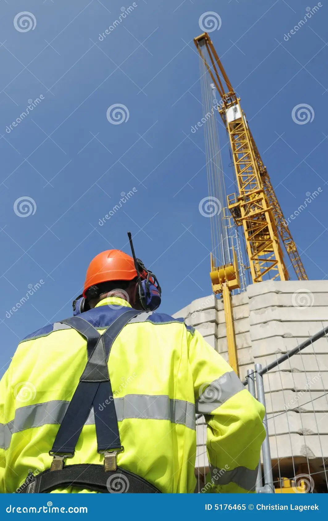 Construction Engineer and Crane Stock Image Image of worker